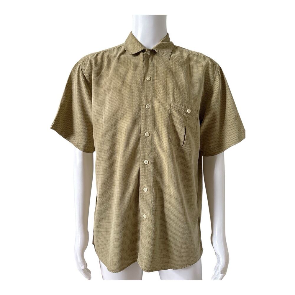Vintage Quiksilver Silver Edition Button Up Shirt Mens S Short Sleeve Tan Plaid